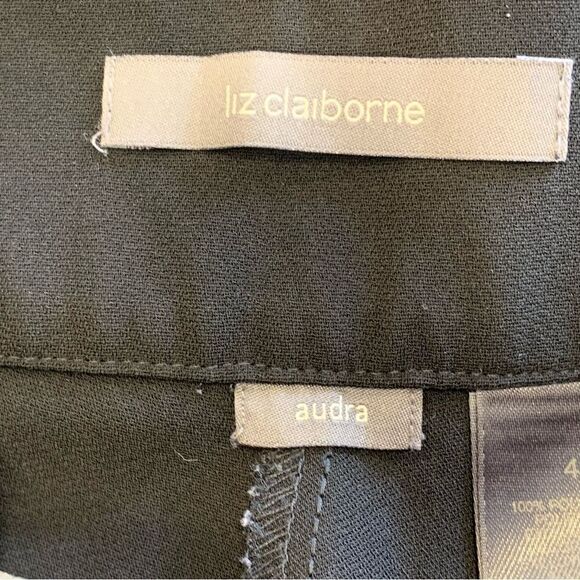 Liz Claiborne Audra Black Pants Flare Leg Size 4 - Picture 7 of 11